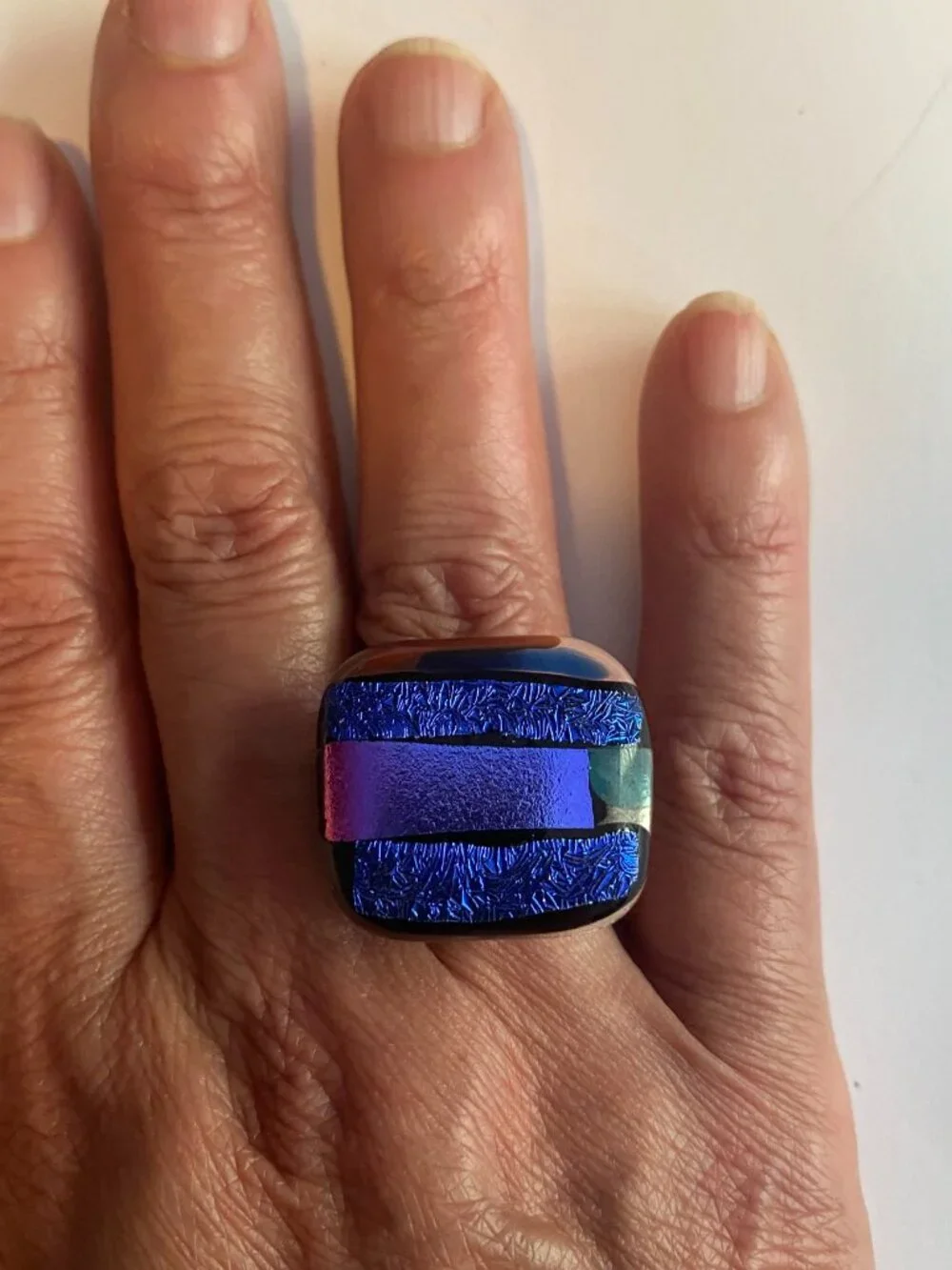 Handcrafted Fused Glass Adjustable Ring